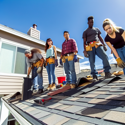 Roofing contractor at work